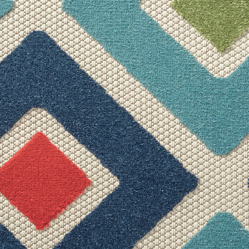 Kerosumu Blue 5' x 8' Indoor/Outdoor Rug - Thumbnail - Image 3