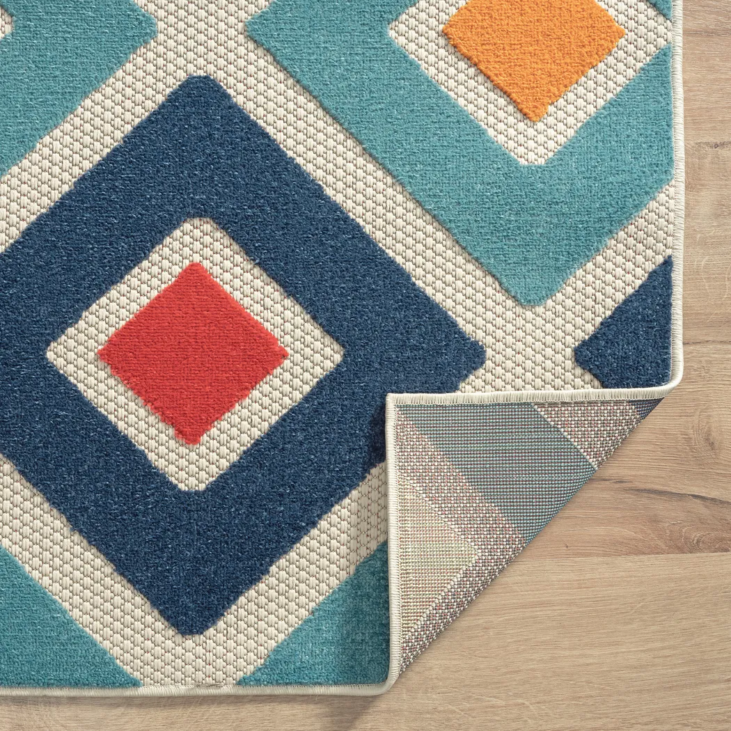Kerosumu Blue 5' x 8' Indoor/Outdoor Rug - Thumbnail - Image 4