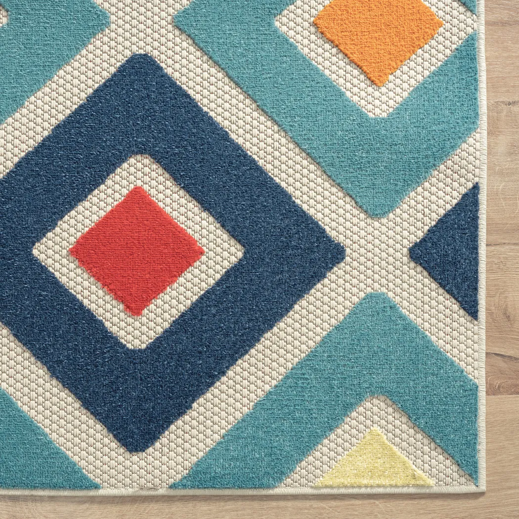 Kerosumu Blue 5' x 8' Indoor/Outdoor Rug - Thumbnail - Image 6
