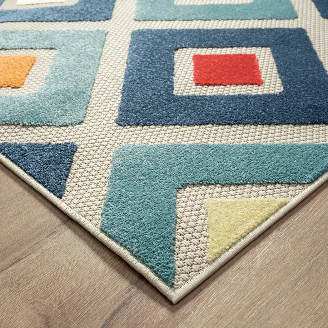 Kerosumu Blue 5' x 8' Indoor/Outdoor Rug - Thumbnail - Image 7