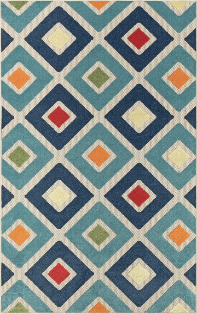 Kerosumu Blue 5' x 8' Indoor/Outdoor Rug - Thumbnail - Image 1
