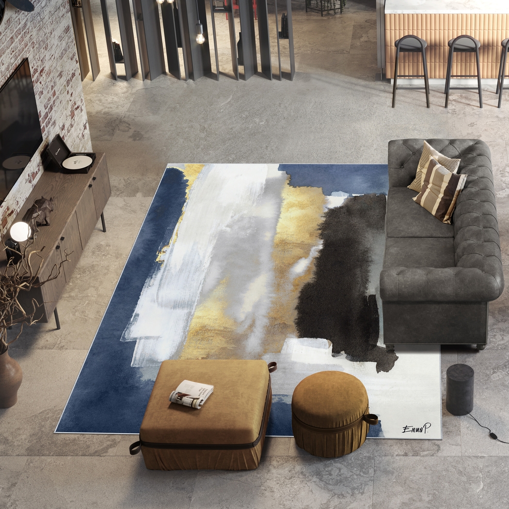 Kerrans Blue 7'7 x 10'5 Rug - Thumbnail - Image 2