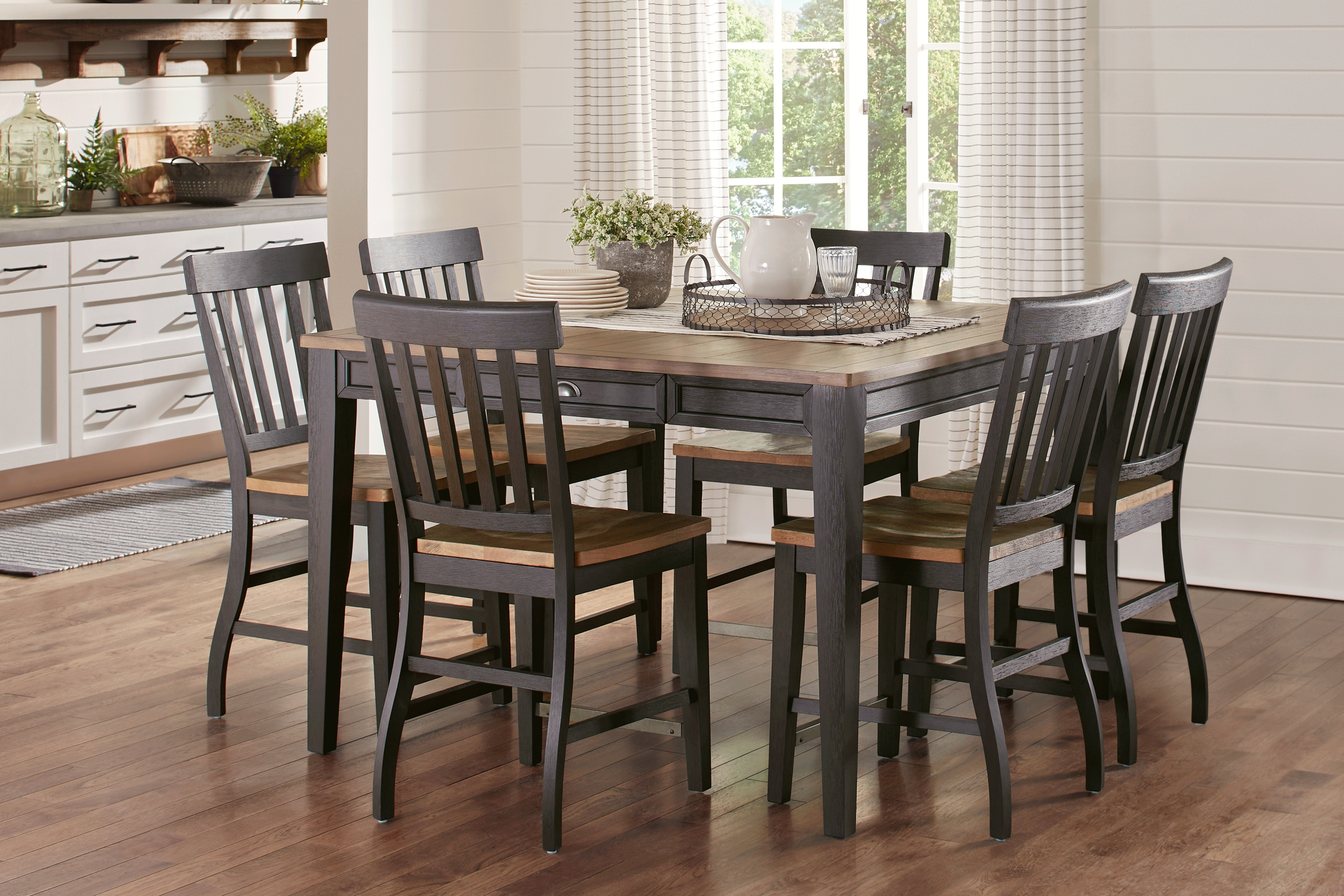 Keston Black 5 Pc Square Counter Height Dining Room - Thumbnail - Image 1