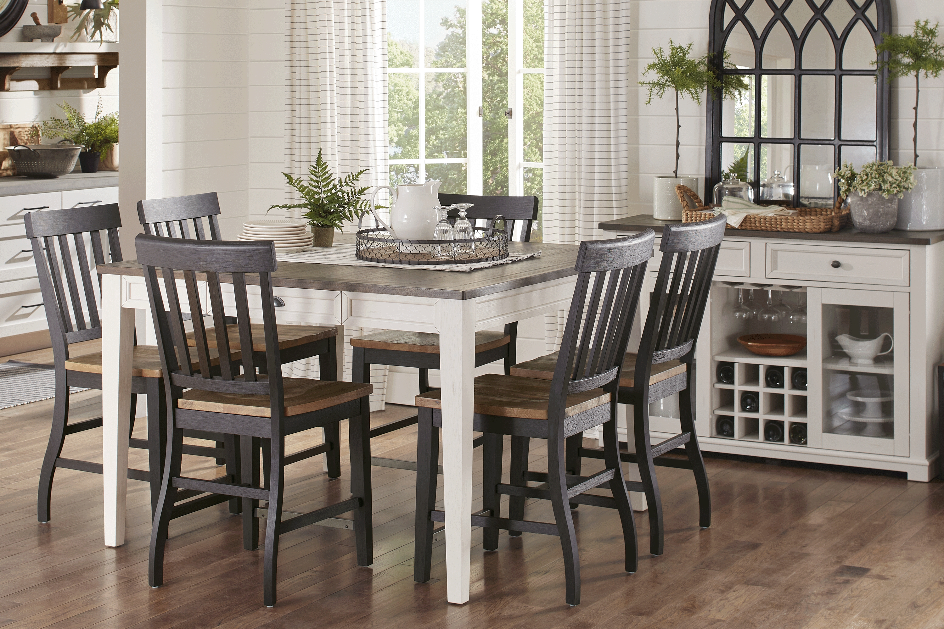 Keston White 5 Pc Counter Height Dining Room with Black Counter Height Chair - Thumbnail - Image 1