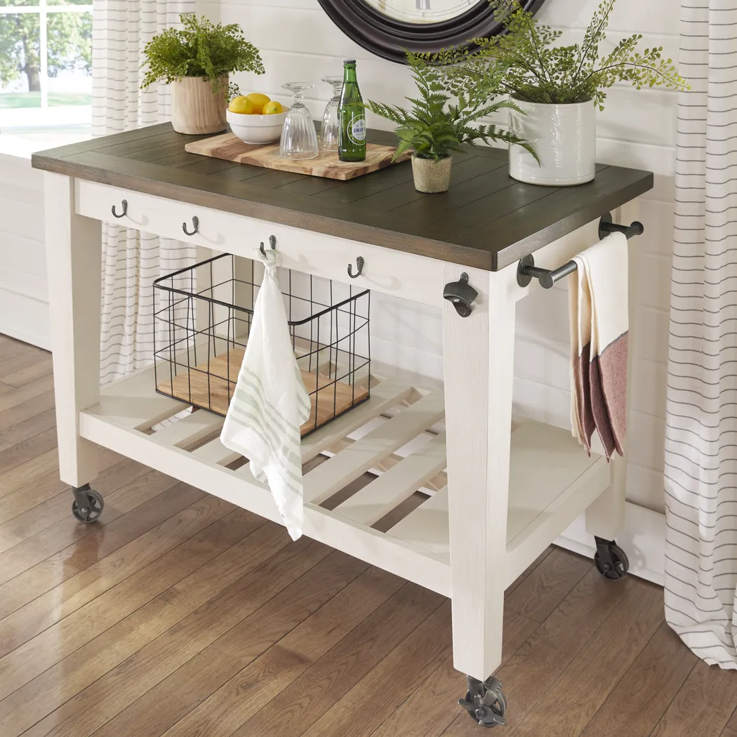 Keston White Kitchen Cart - Thumbnail - Image 2
