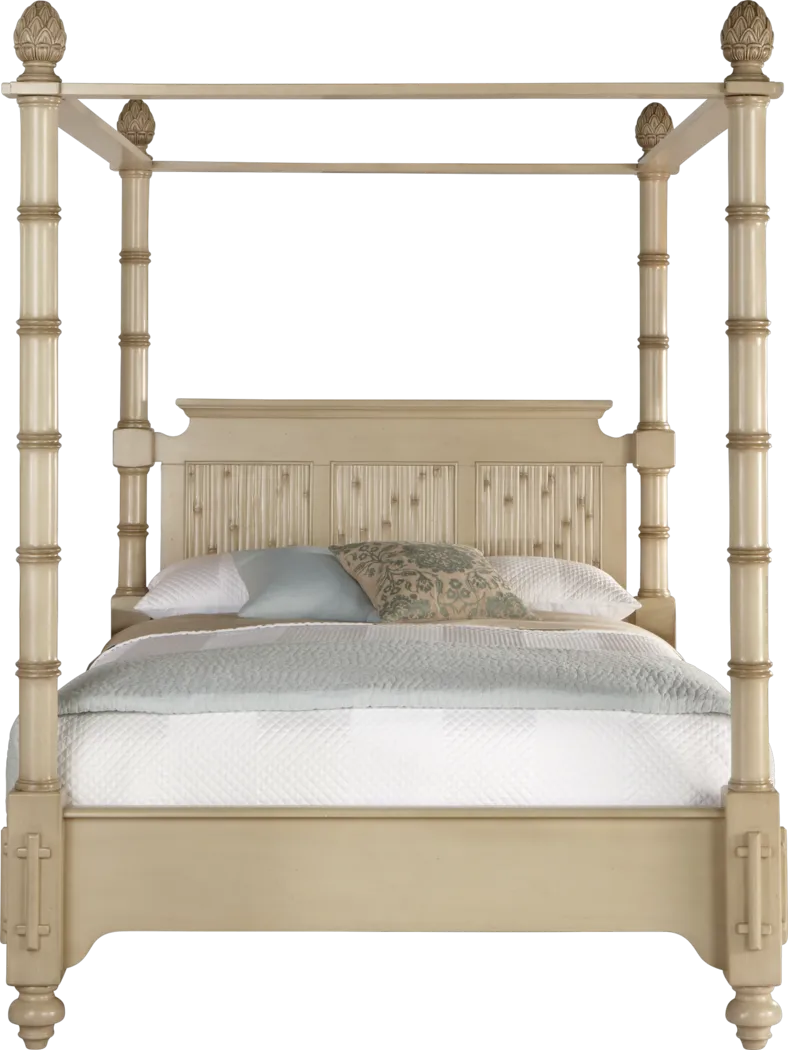 Key Royale Cream 3 Pc King Canopy Bed - Thumbnail - Image 1