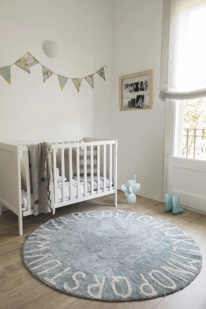 Kids ABCs Blue 5' Machine Washable Round Rug - Thumbnail - Image 3
