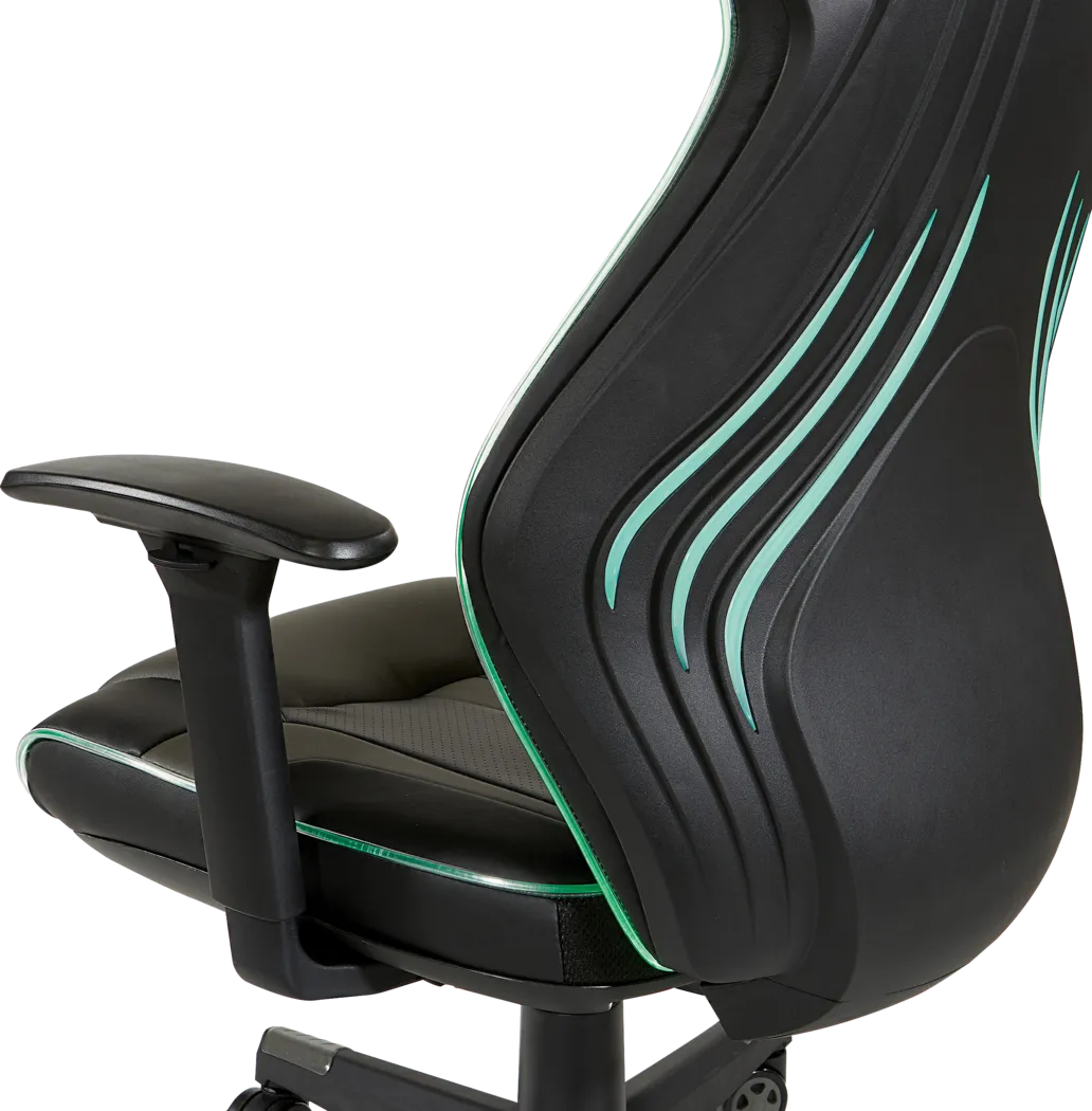 Kids Aeryn Black/Gray LED Gaming Chair - Thumbnail - Image 2