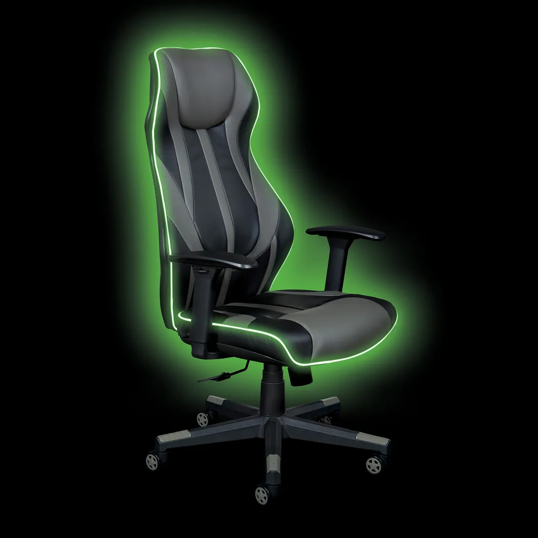 Kids Aeryn Black/Gray LED Gaming Chair - Thumbnail - Image 8