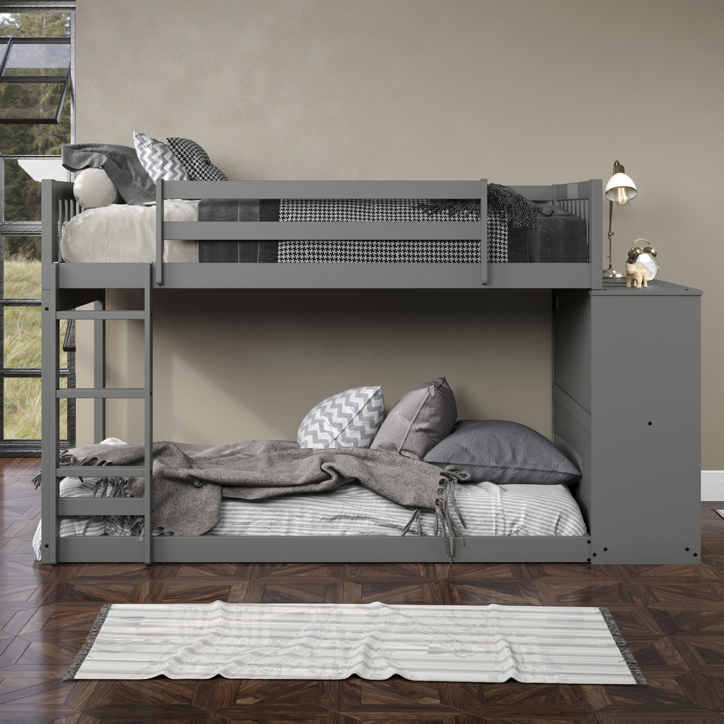 Kids Aklina Dark Gray Twin/Twin Bunk Bed with Dresser - Thumbnail - Image 3