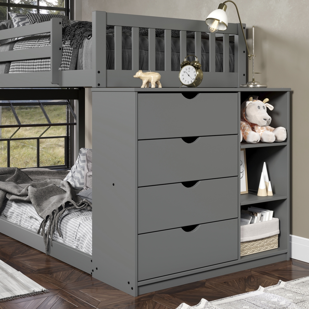 Kids Aklina Dark Gray Twin/Twin Bunk Bed with Dresser - Thumbnail - Image 5