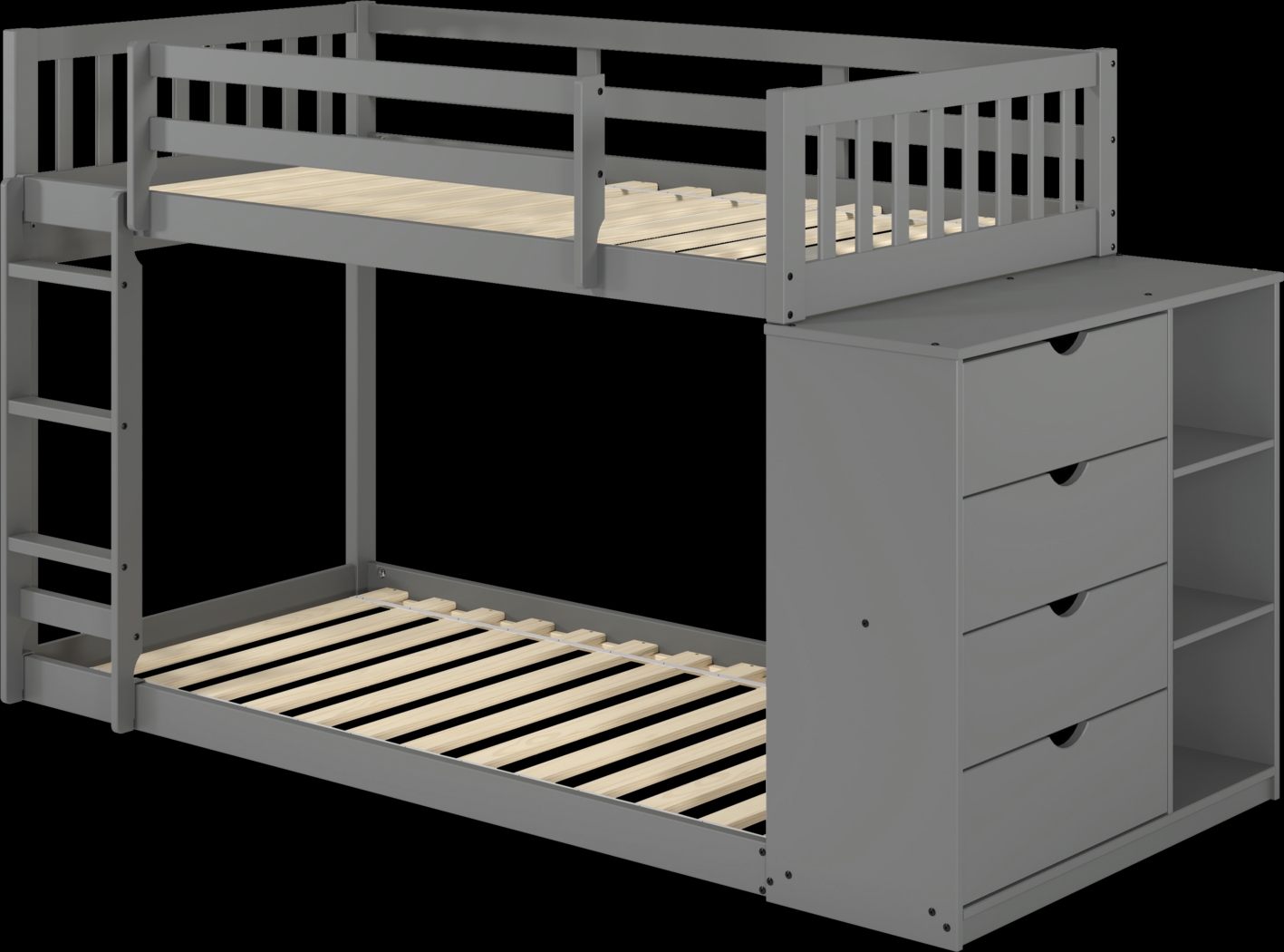 Kids Aklina Dark Gray Twin/Twin Bunk Bed with Dresser - Thumbnail - Image 7