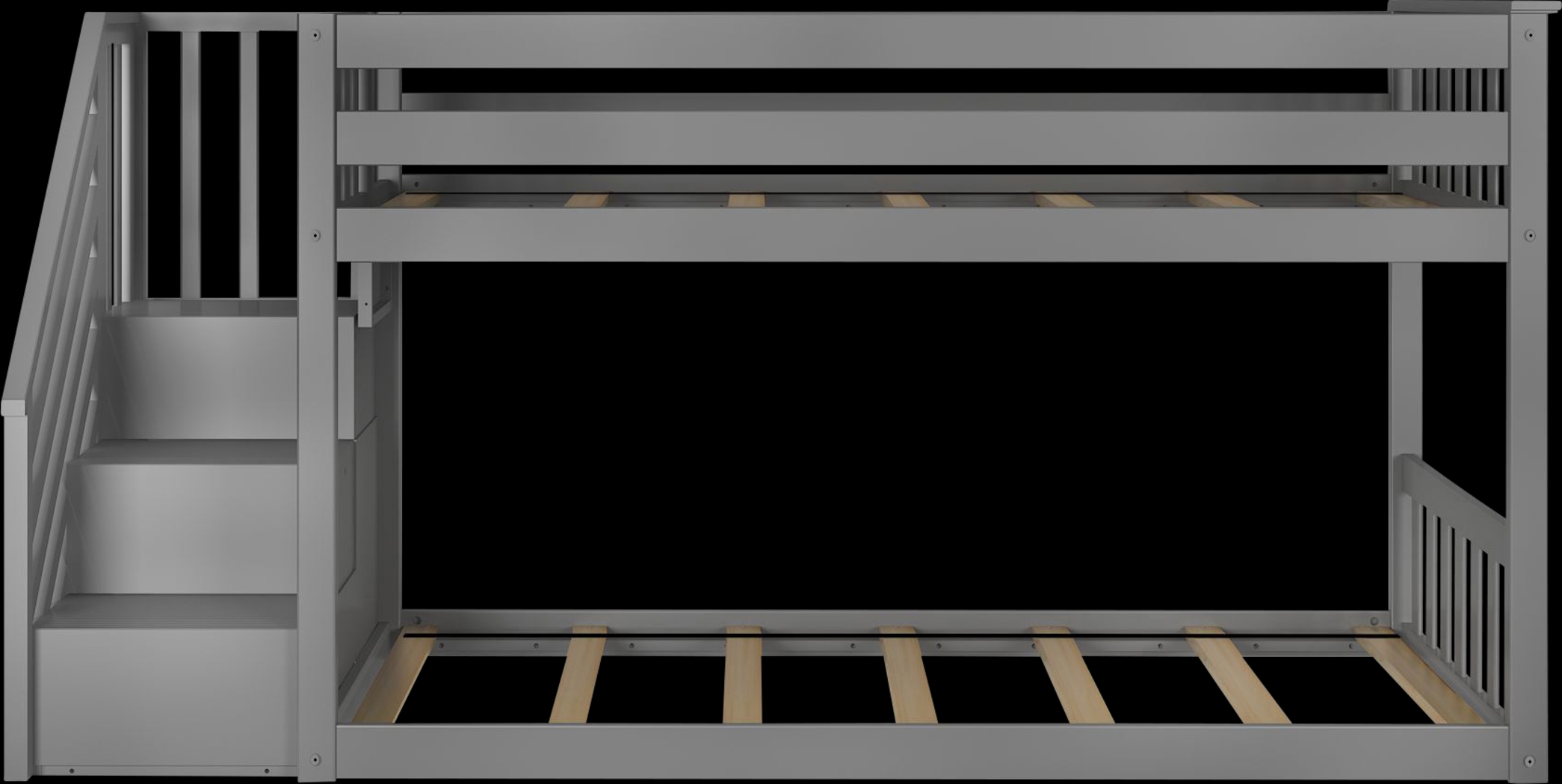 Kids Alejo Gray Twin/Twin Low Bunk Bed with Staircase - Thumbnail - Image 4