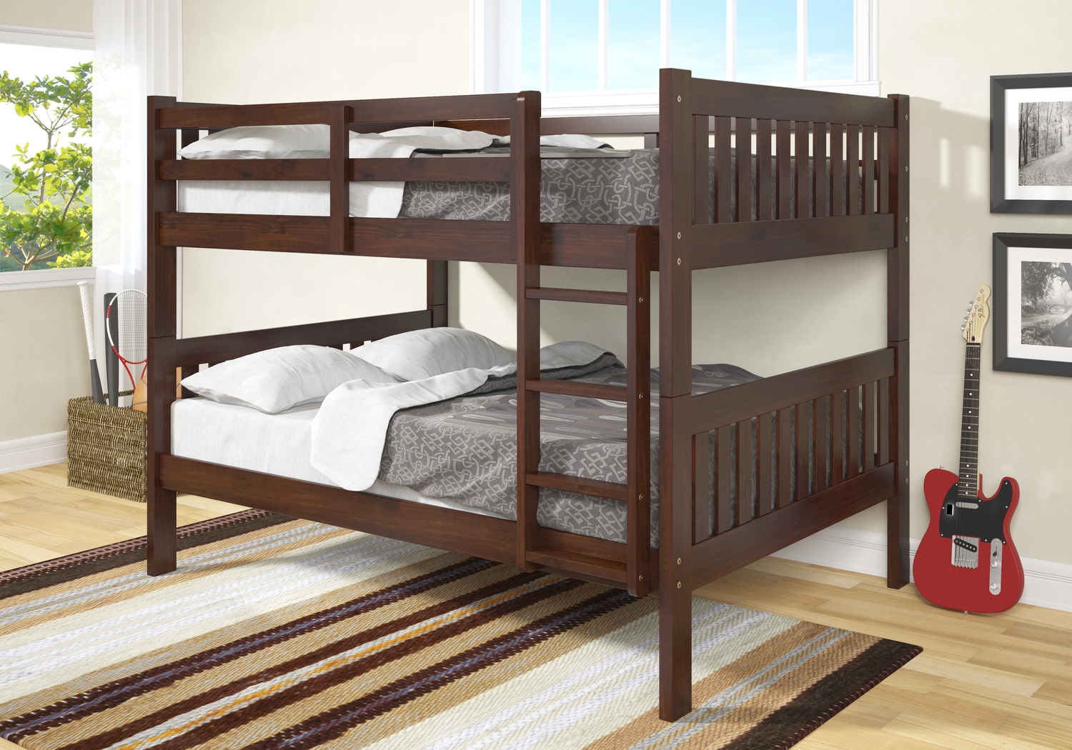Kids Aleyna I Dark Brown Full/Full Bunk Bed - Thumbnail - Image 2