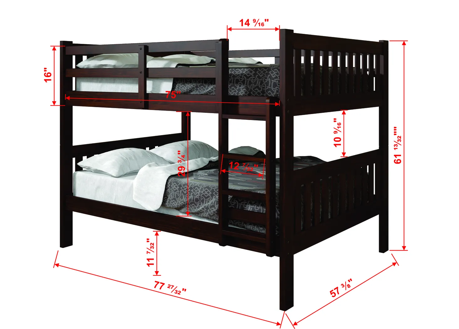 Kids Aleyna II Dark Brown Full/Full Bunk Bed with Trundle - Thumbnail - Image 7