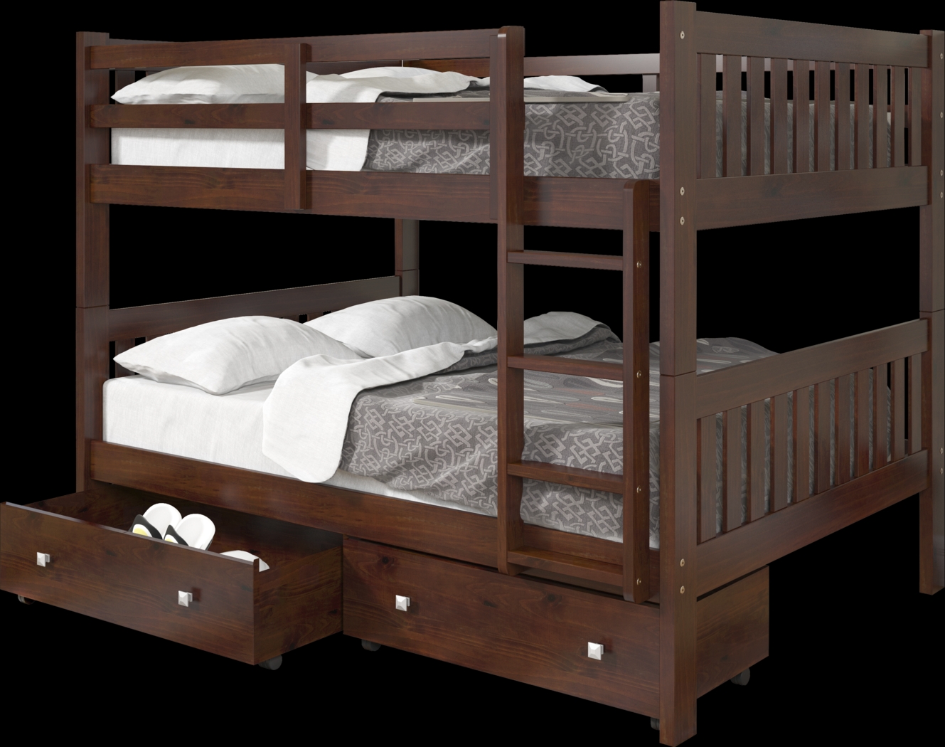 Kids Aleyna III Dark Brown Full/Full Bunk Bed with Drawers - Thumbnail - Image 4