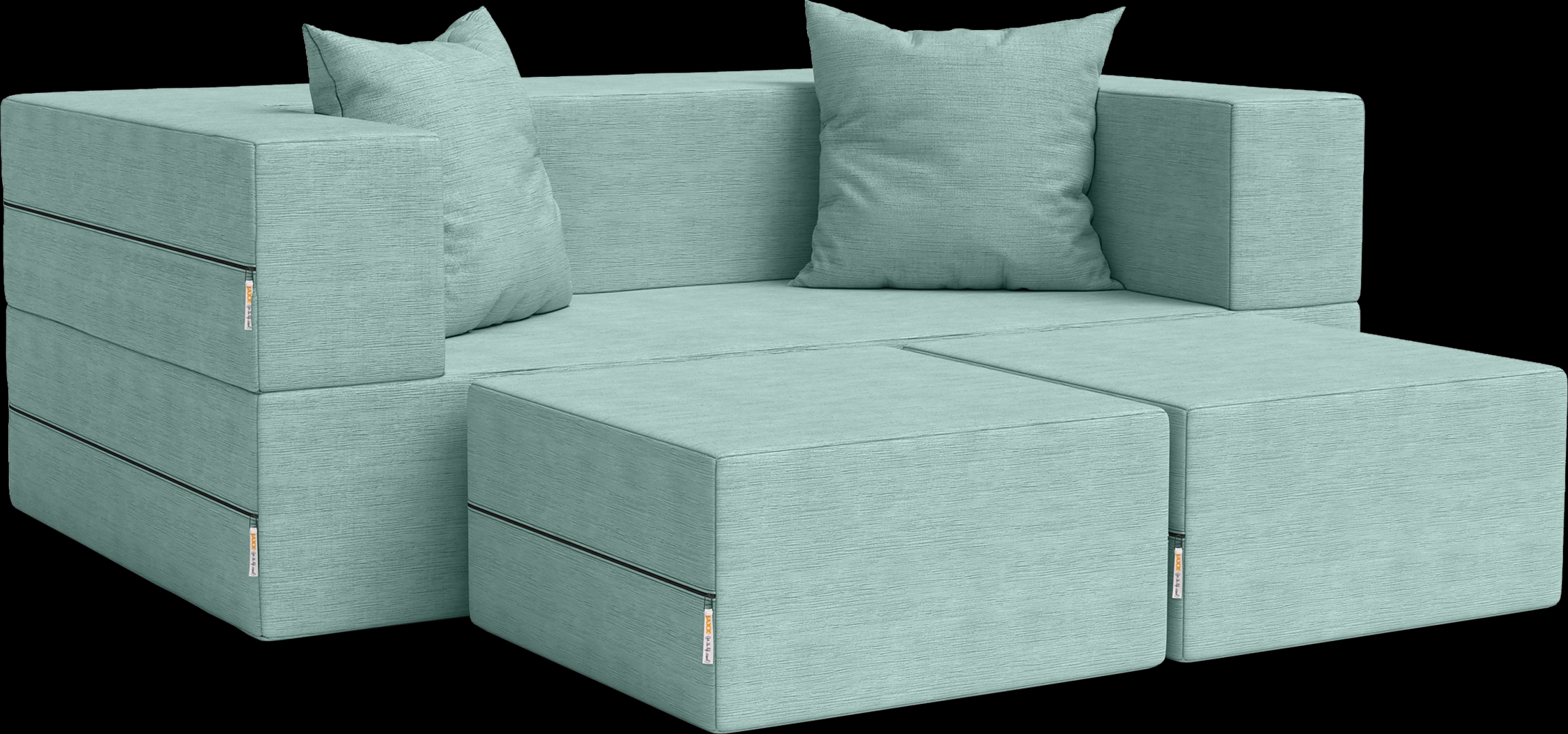 Kids Alfy Blue Loveseat & Ottomans, Set of 2 - Thumbnail - Image 1