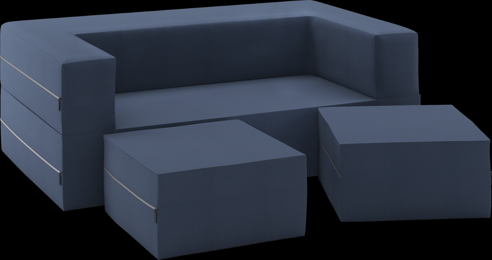 Kids Alfy Blue Loveseat & Ottomans Set - Thumbnail - Image 1