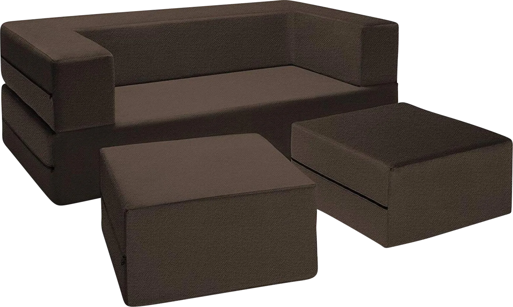 Alfy Brown Convertible Loveseat and Ottomans - Thumbnail - Image 2