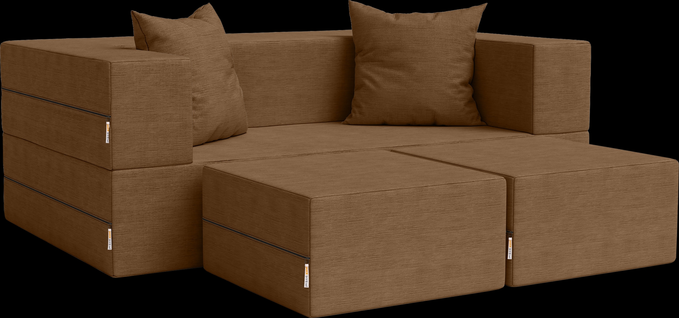 Kids Alfy Brown Loveseat & Ottomans, Set of 3 - Thumbnail - Image 1