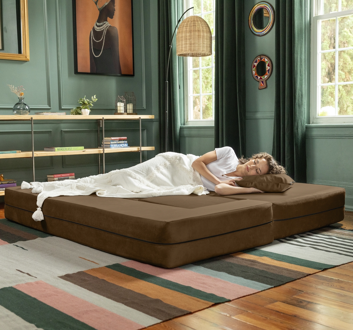 Kids Alfy Brown Sofa & Ottomans, Set of 4 - Thumbnail - Image 4