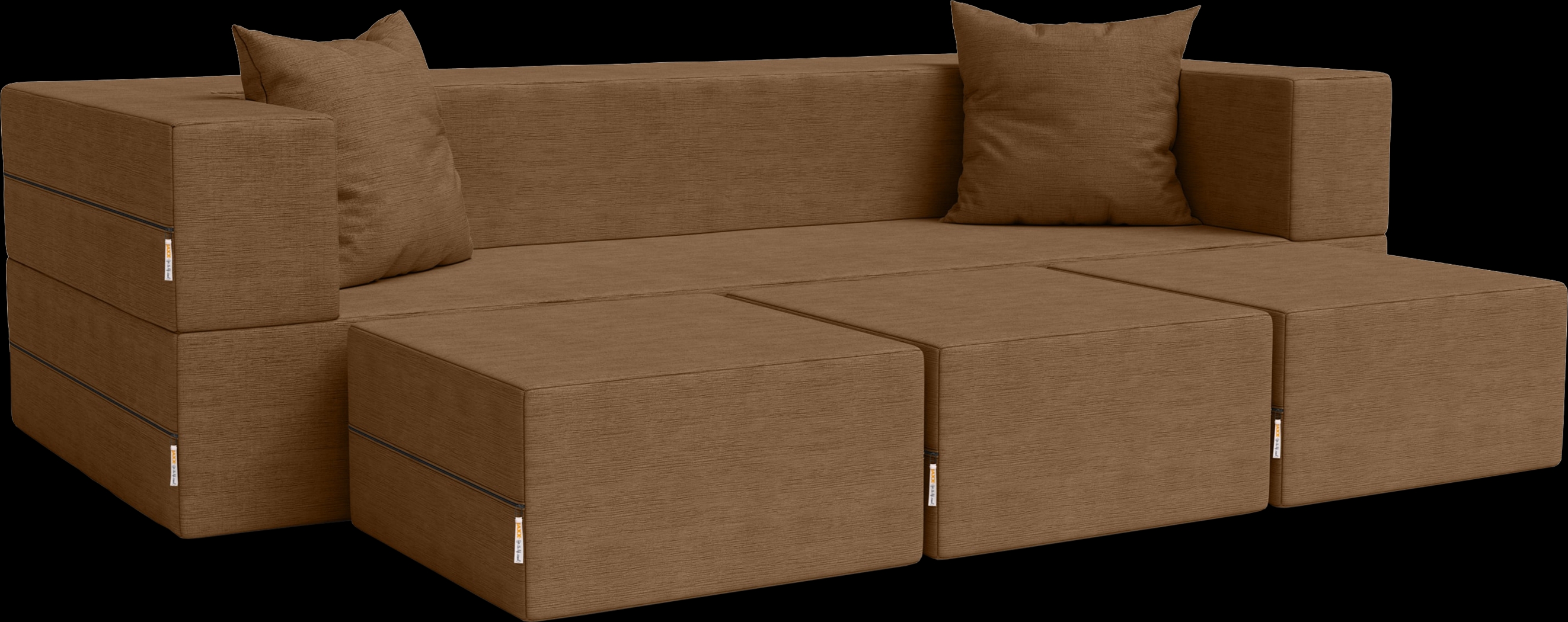 Kids Alfy Brown Sofa & Ottomans, Set of 4 - Thumbnail - Image 1