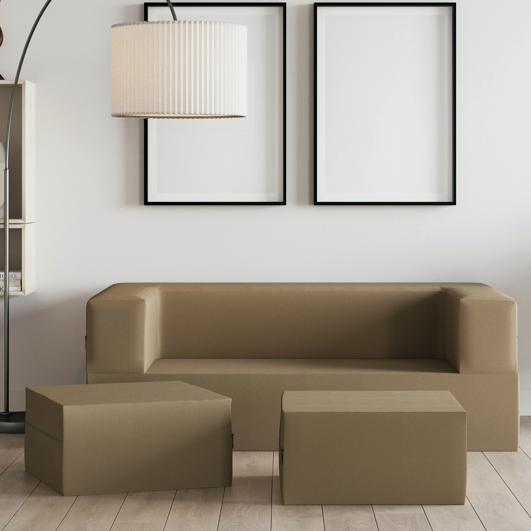 Kids Alfy Brown Loveseat & Ottomans Set - Thumbnail - Image 2