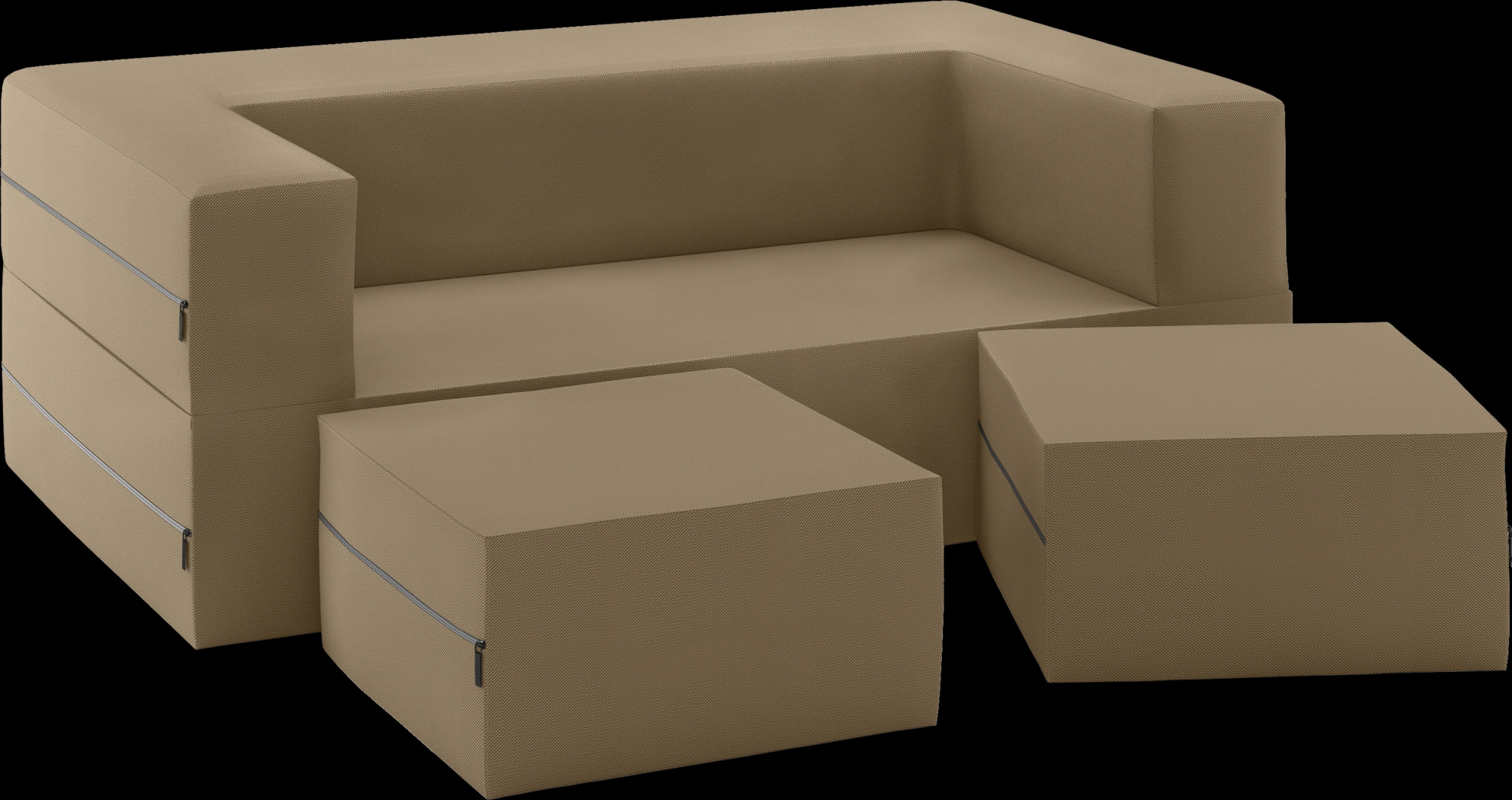 Kids Alfy Brown Loveseat & Ottomans Set - Thumbnail - Image 1