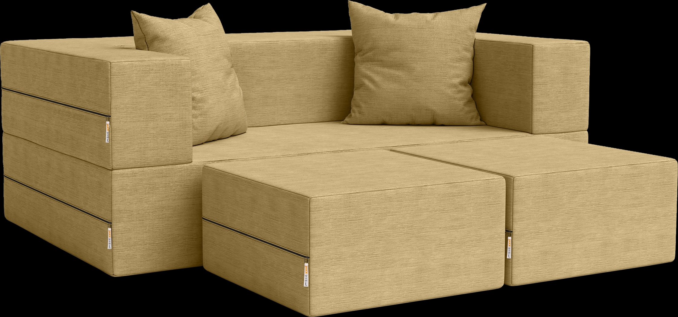 Kids Alfy Camel Loveseat and Ottomans, Set of 3 - Thumbnail - Image 1