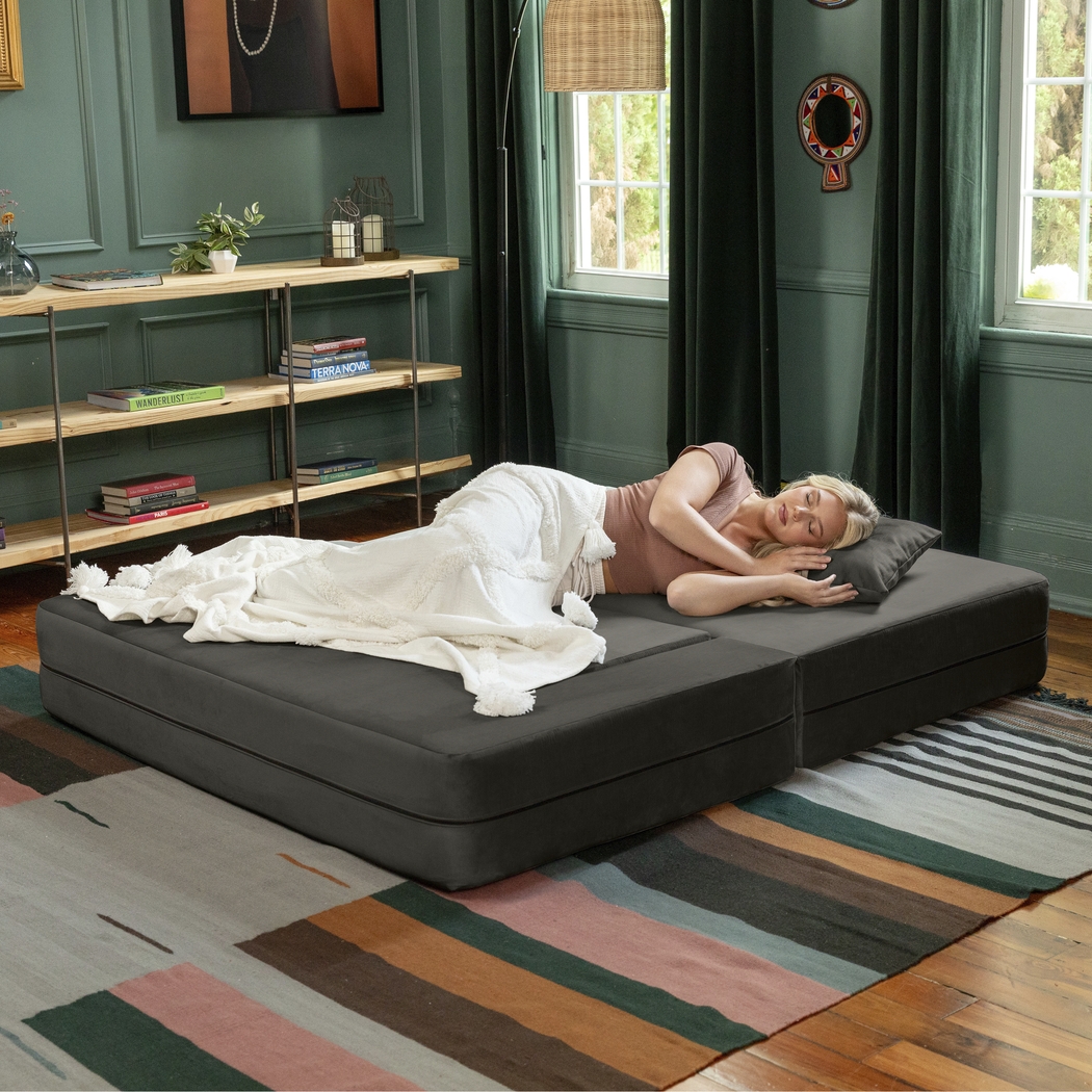 Kids Alfy Charcoal Loveseat and Ottomans, Set of 3 - Thumbnail - Image 5