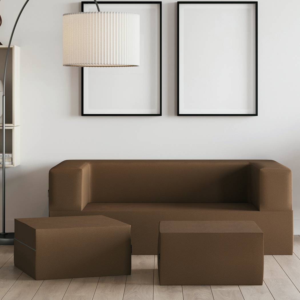 Kids Alfy Dark Brown Loveseat & Ottomans Set - Thumbnail - Image 2