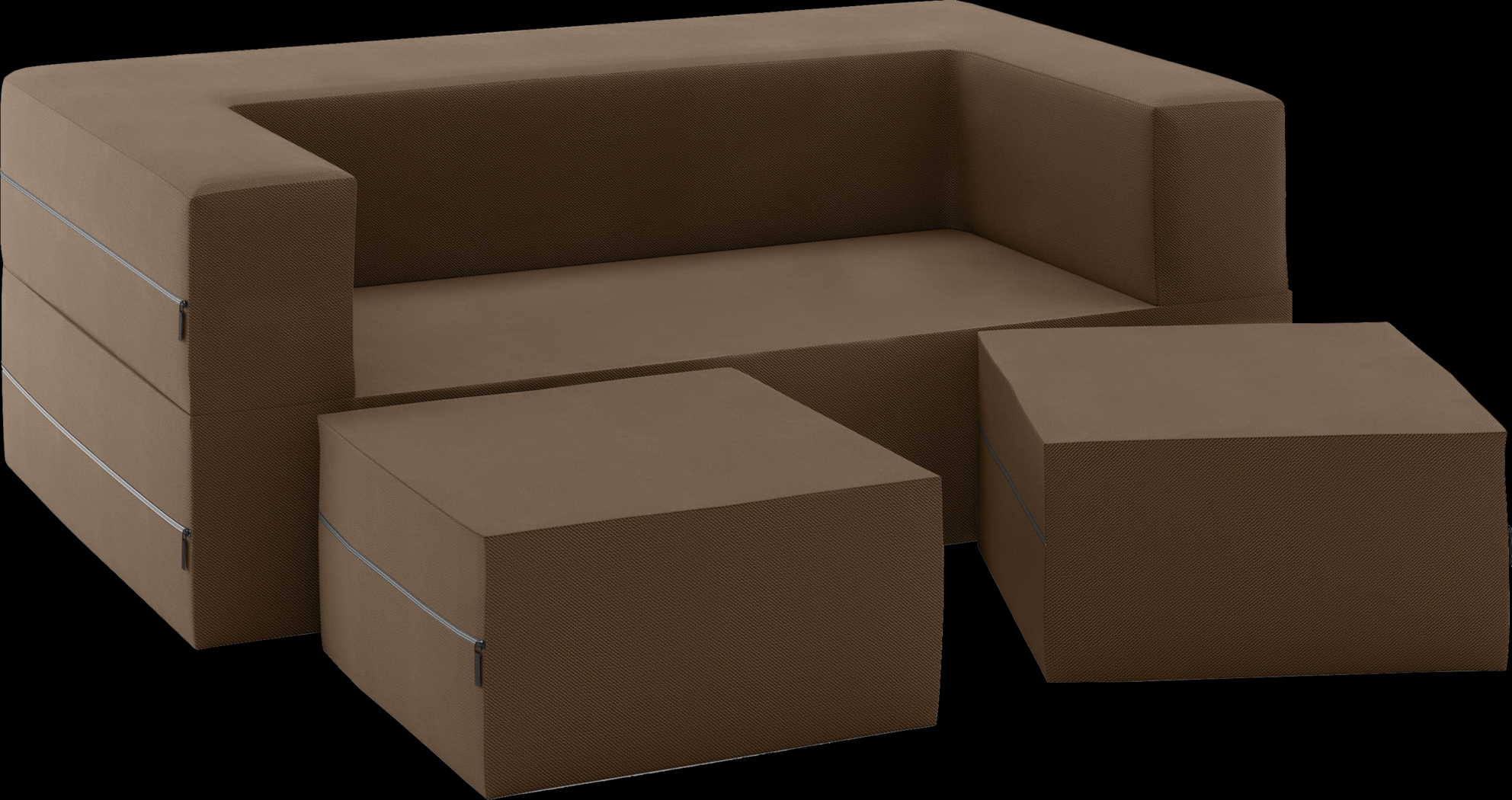 Kids Alfy Dark Brown Loveseat & Ottomans Set - Thumbnail - Image 1
