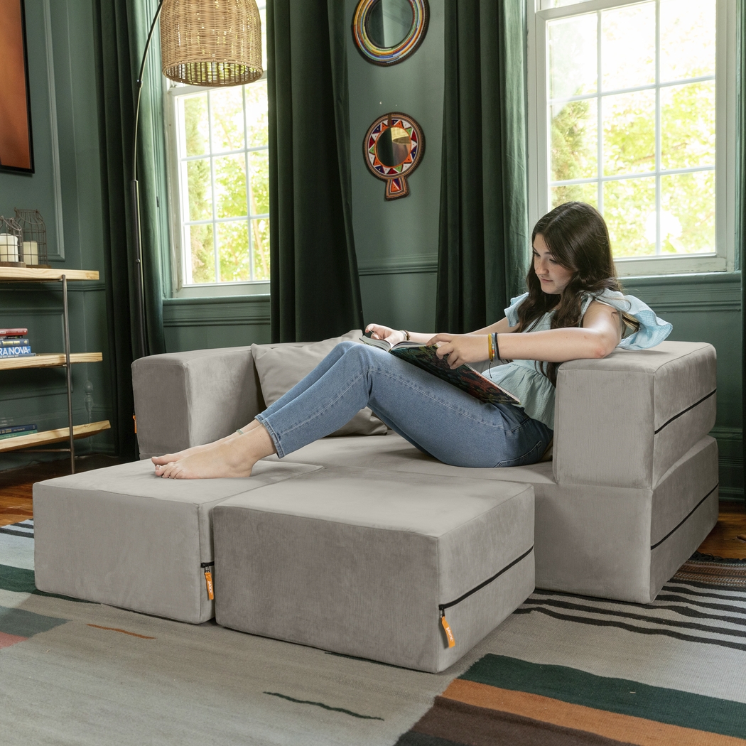 Kids Alfy Dove Gray Loveseat & Ottomans, Set of 3 - Thumbnail - Image 7