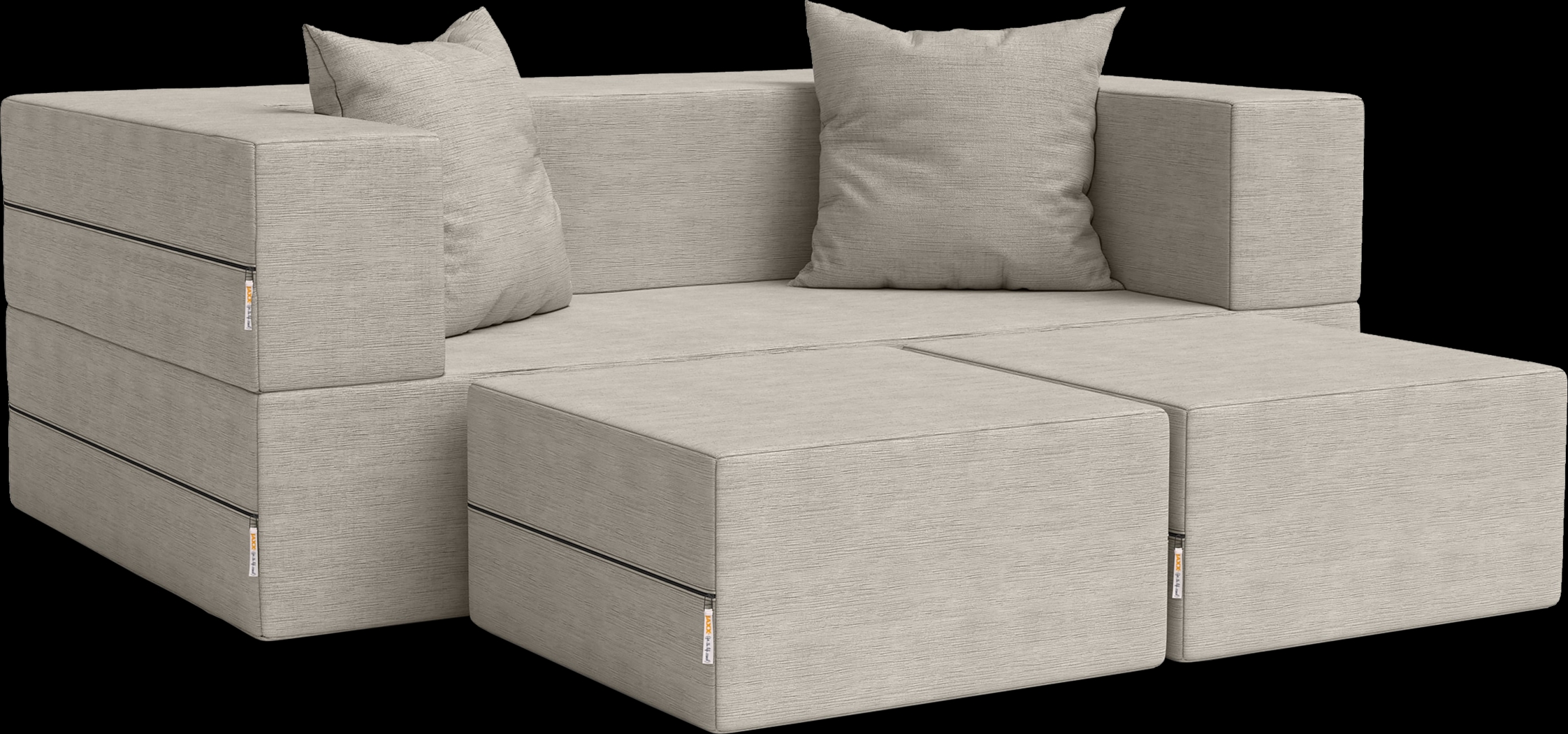 Kids Alfy Dove Gray Loveseat & Ottomans, Set of 3 - Thumbnail - Image 1