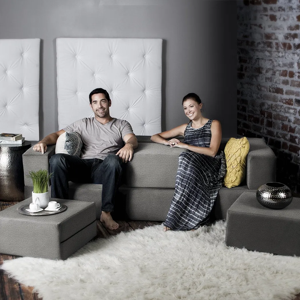 Alfy Gray Convertible Sofa and Ottoman - Thumbnail - Image 6