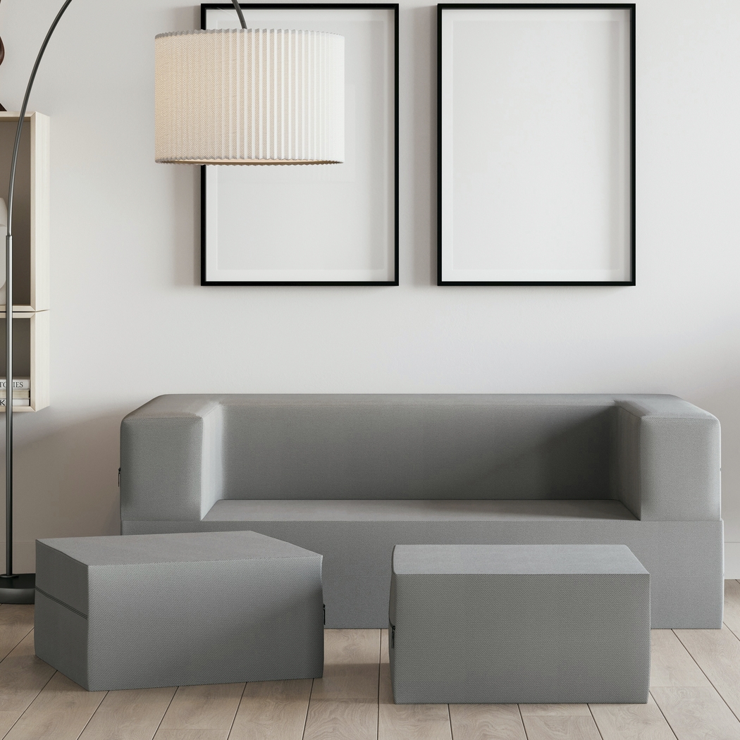 Kids Alfy Gray Loveseat & Ottoman Set - Thumbnail - Image 2