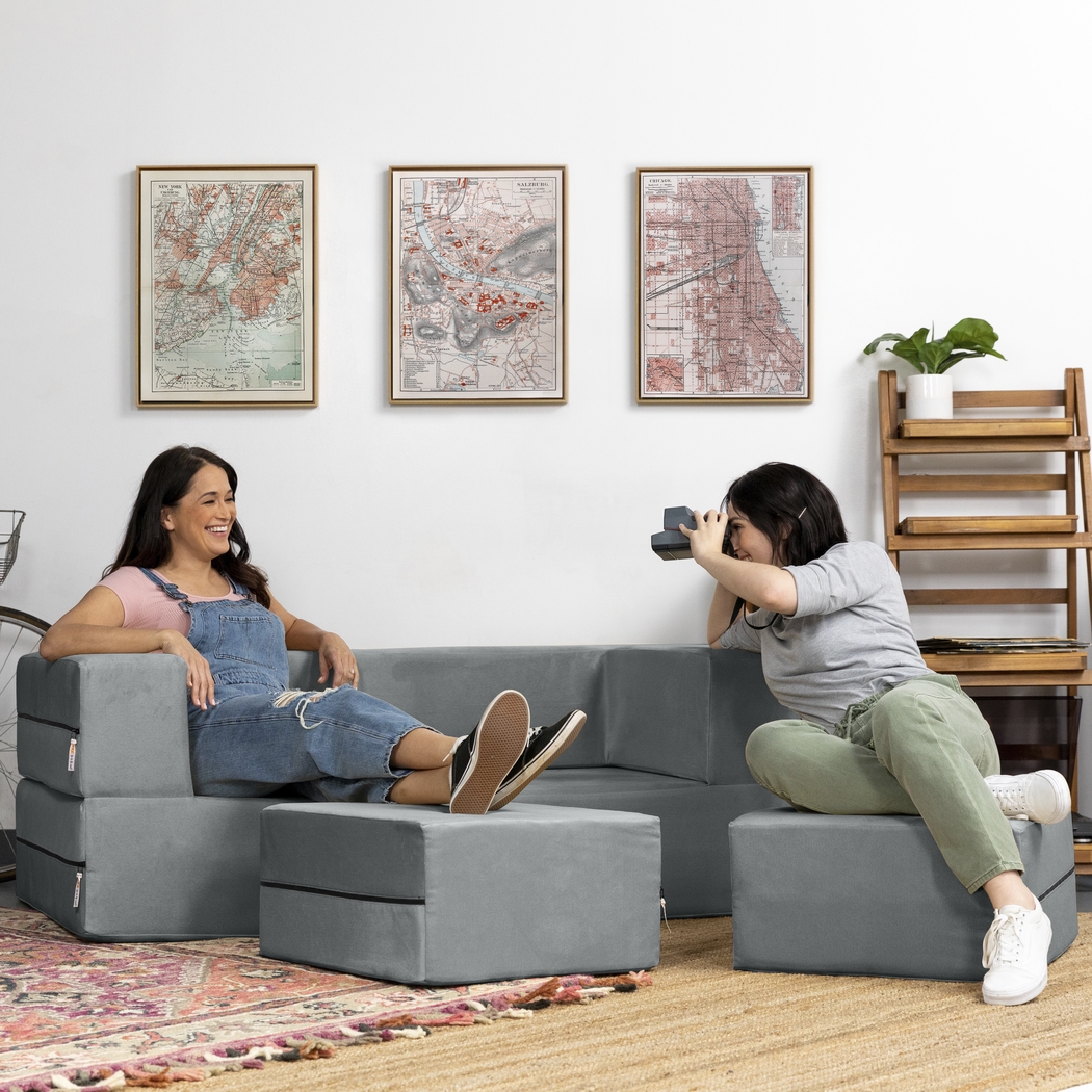 Kids Alfy Gray Loveseat & Ottoman Set - Thumbnail - Image 3