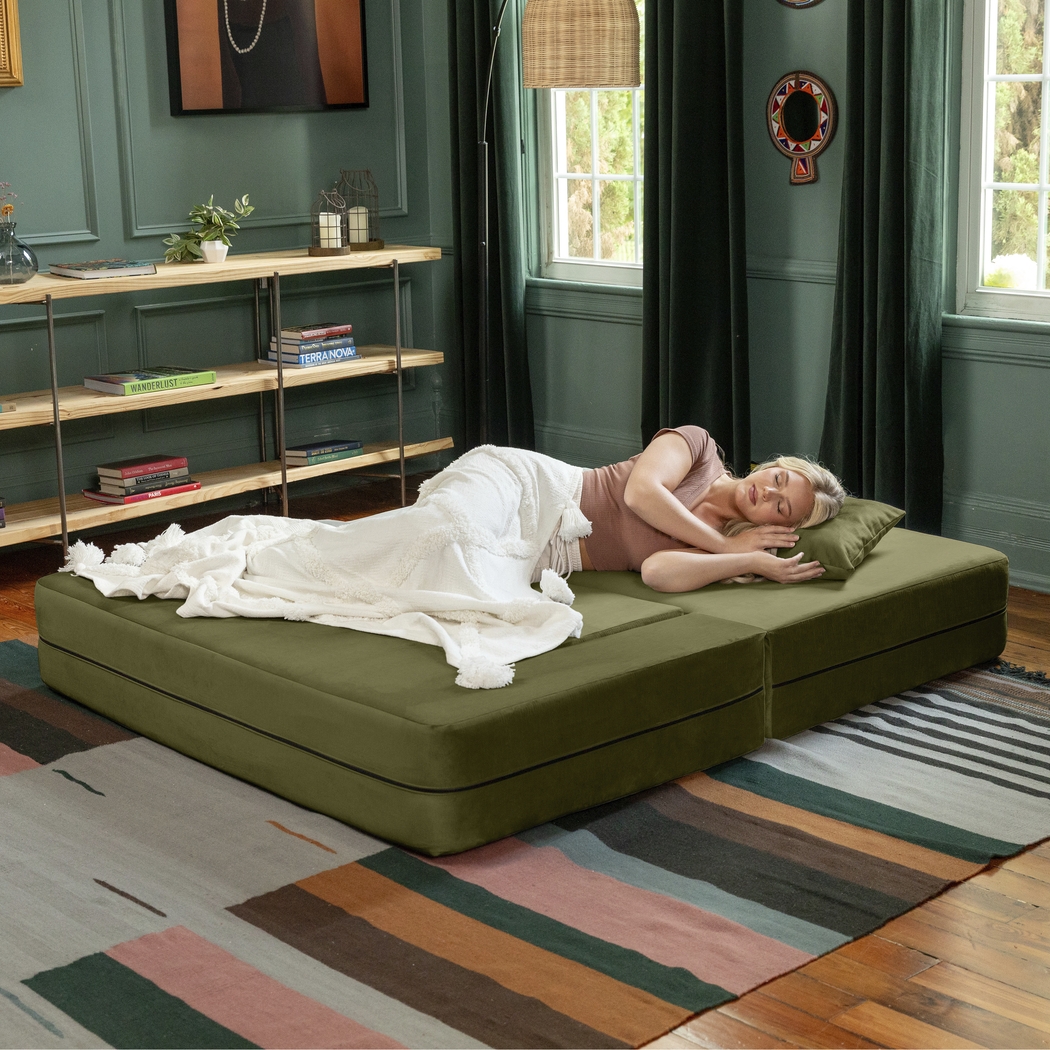 Kids Alfy Green Loveseat & Ottomans, Set of 3 - Thumbnail - Image 5