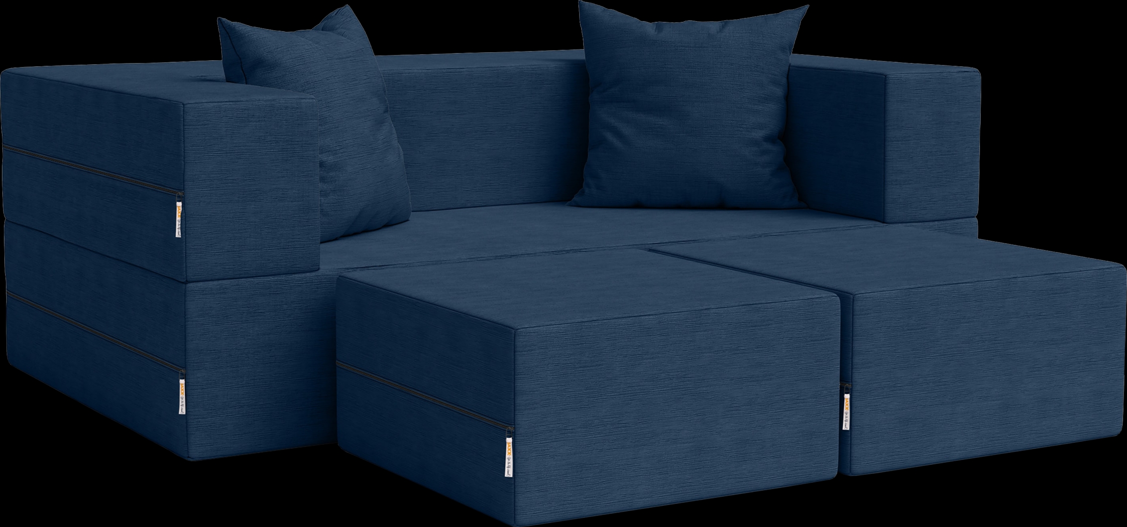 Kids Alfy Indigo Loveseat & Ottomans, Set of 3 - Thumbnail - Image 1