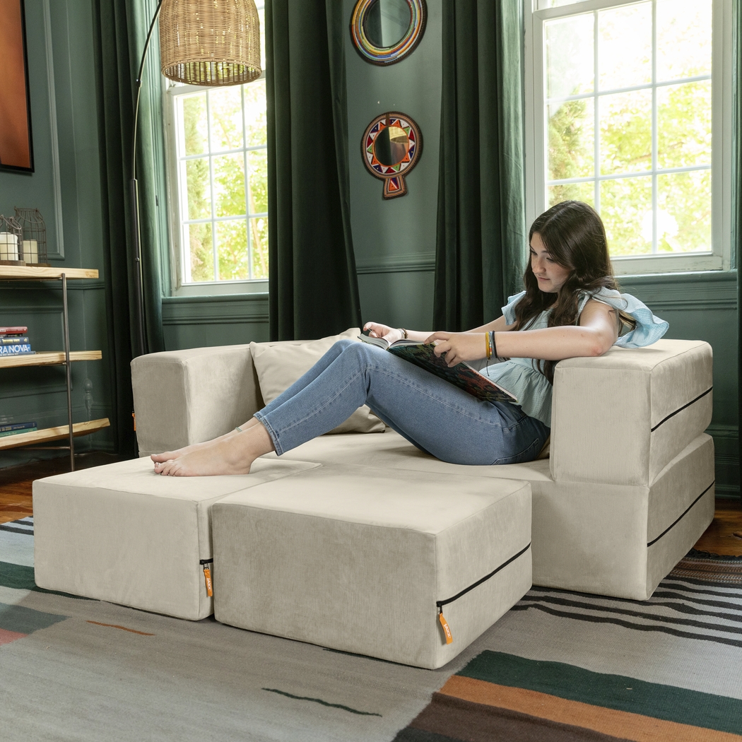 Kids Alfy Ivory Loveseat & Ottomans, Set of 3 - Thumbnail - Image 7