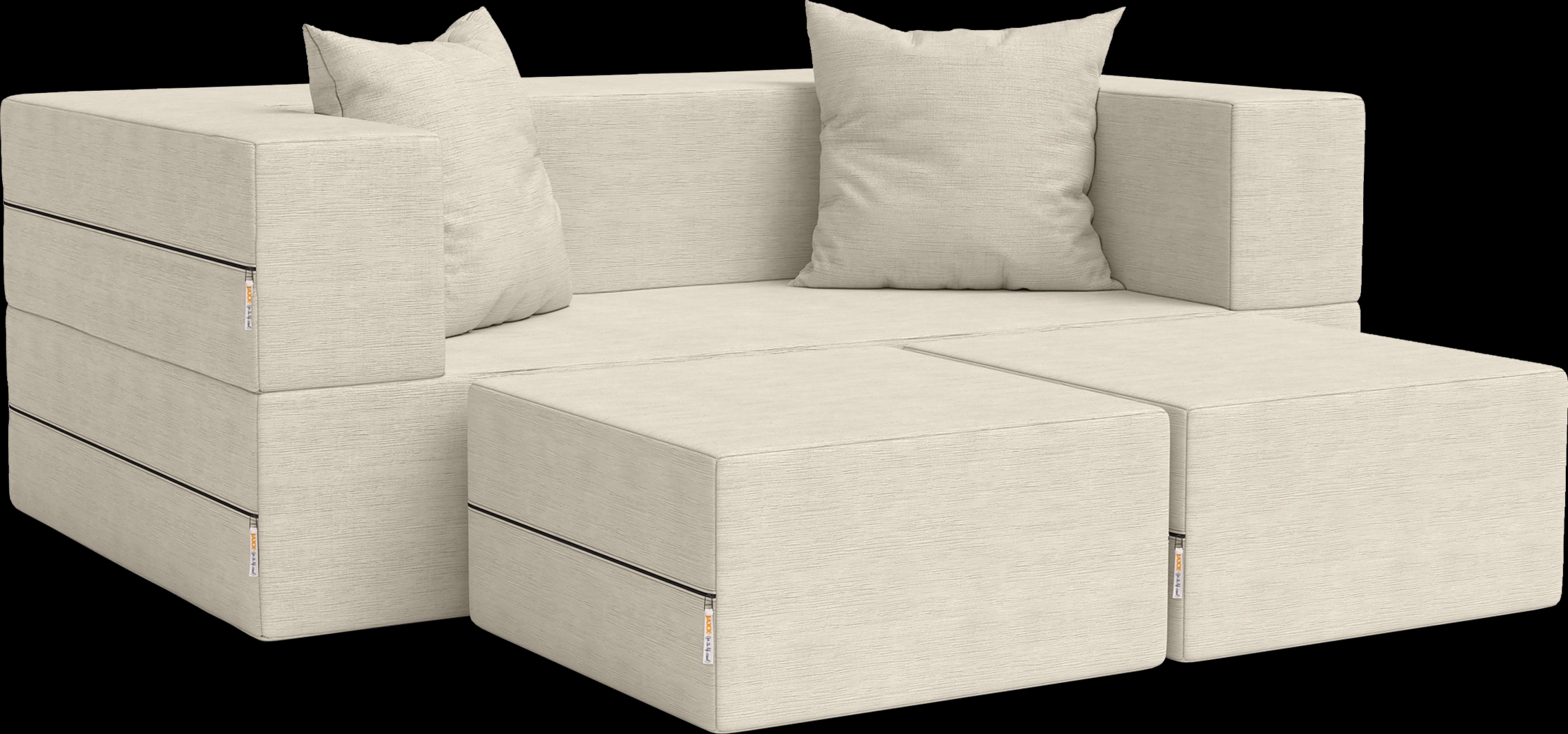 Kids Alfy Ivory Loveseat & Ottomans, Set of 3 - Thumbnail - Image 1