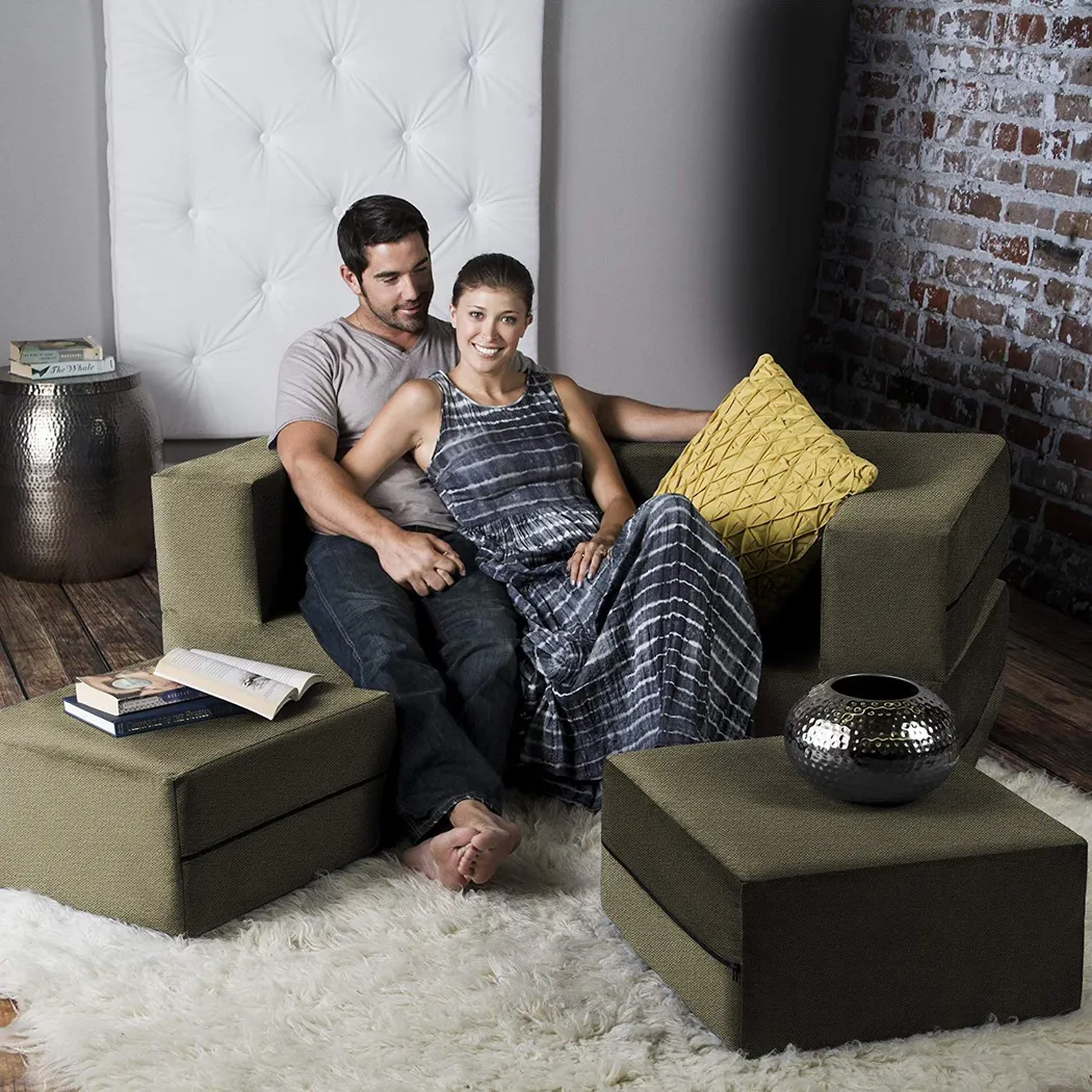 Alfy Moss Convertible Loveseat and Ottoman - Thumbnail - Image 4
