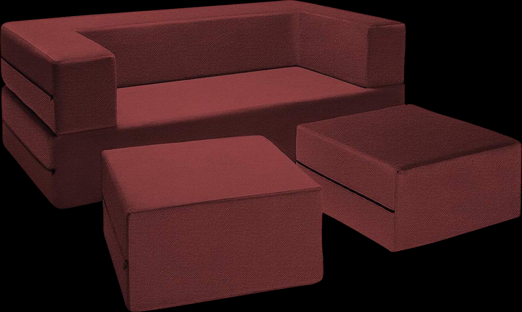 Alfy Red Convertible Loveseat and Ottoman - Thumbnail - Image 2