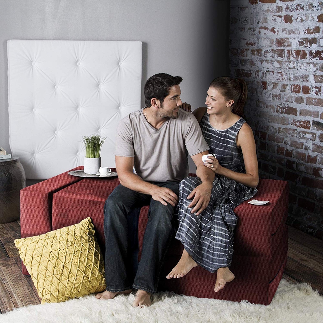 Alfy Red Convertible Loveseat and Ottoman - Thumbnail - Image 6