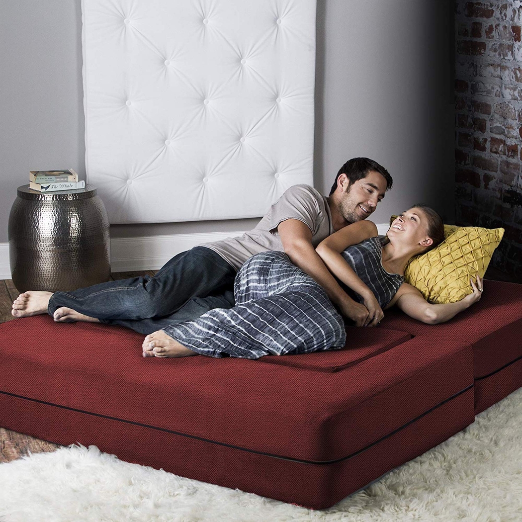 Alfy Red Convertible Loveseat and Ottoman - Thumbnail - Image 7
