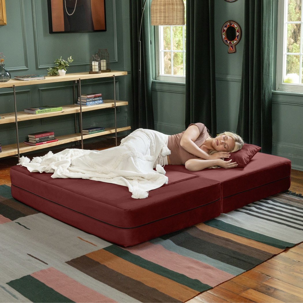 Kids Alfy Red Loveseat & Ottomans, Set of 3 - Thumbnail - Image 5