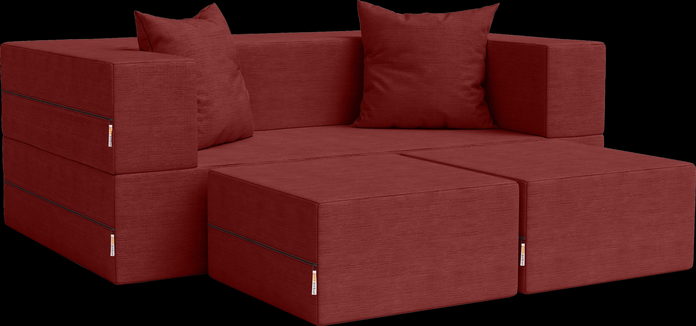 Kids Alfy Red Loveseat & Ottomans, Set of 3 - Thumbnail - Image 1