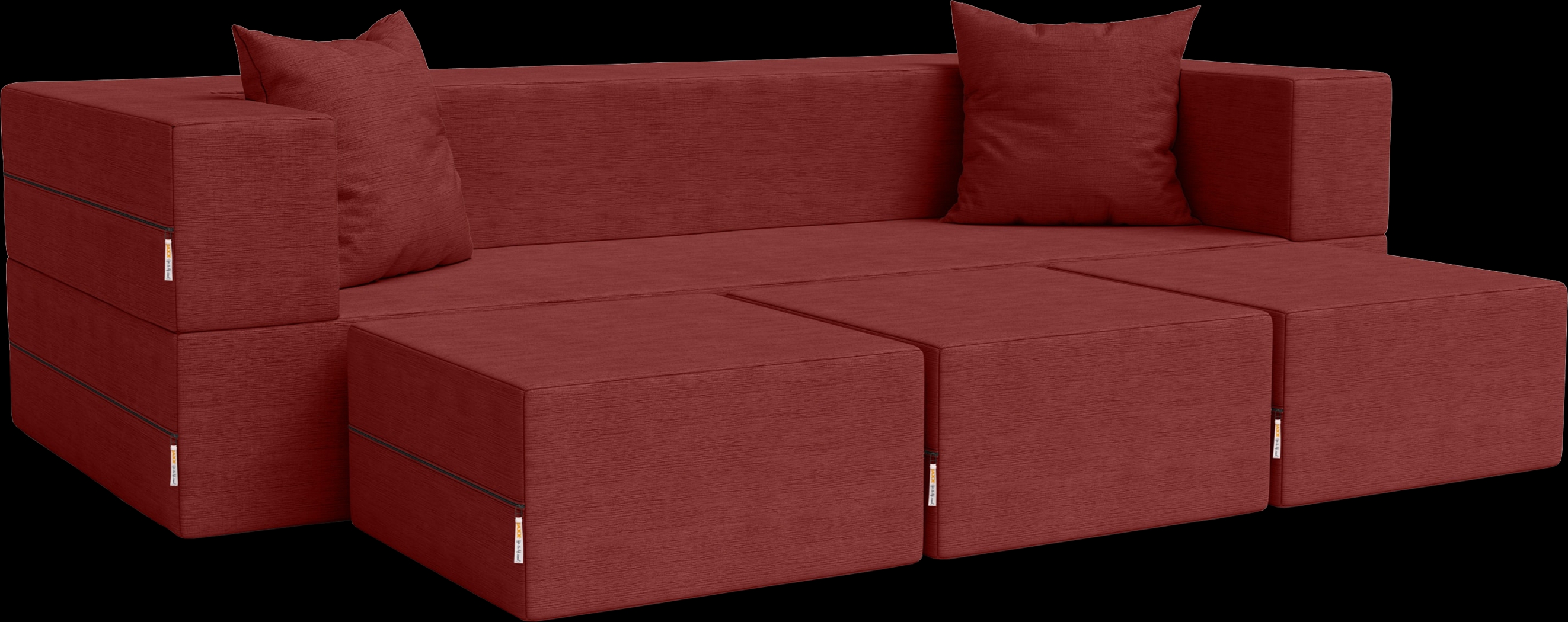 Kids Alfy Red Sofa & Ottomans, Set of 4 - Thumbnail - Image 1