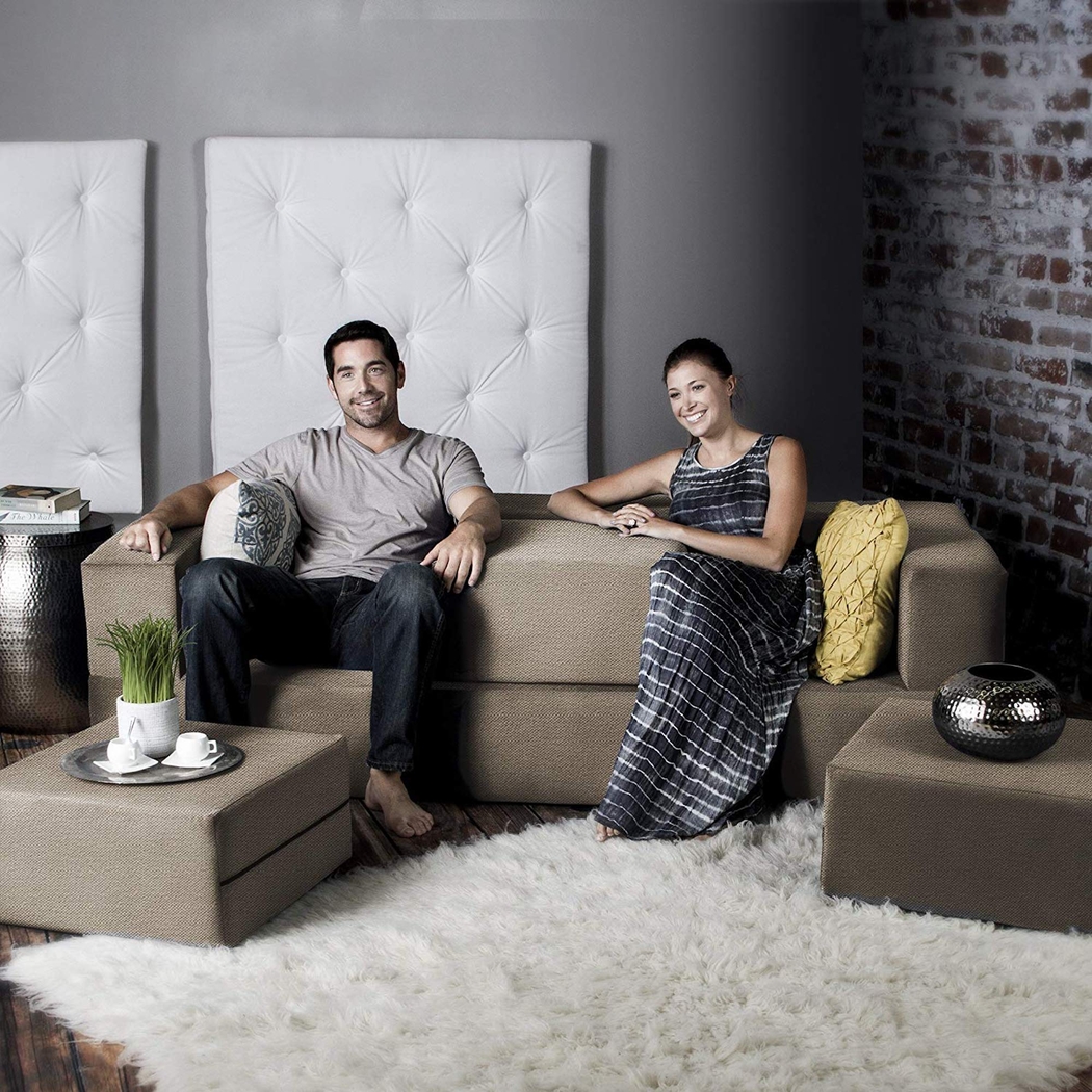 Alfy Tan Convertible Sofa and Ottoman - Thumbnail - Image 6