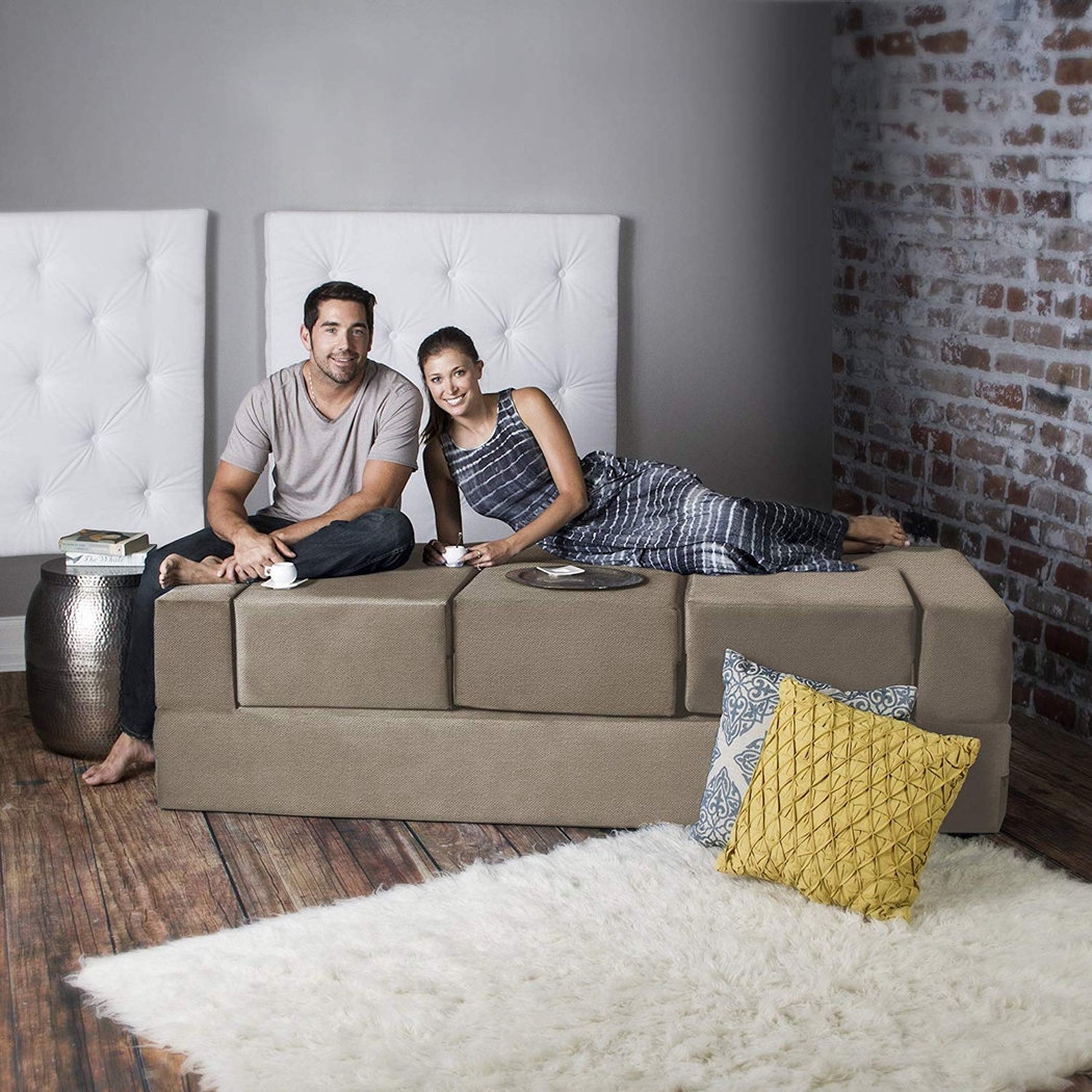 Alfy Tan Convertible Sofa and Ottoman - Thumbnail - Image 7